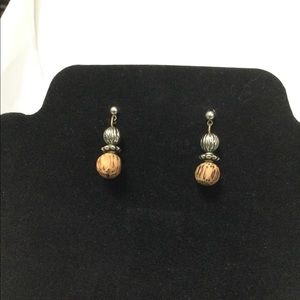 Vintage Wood & Metal Bead Stud Dangles
